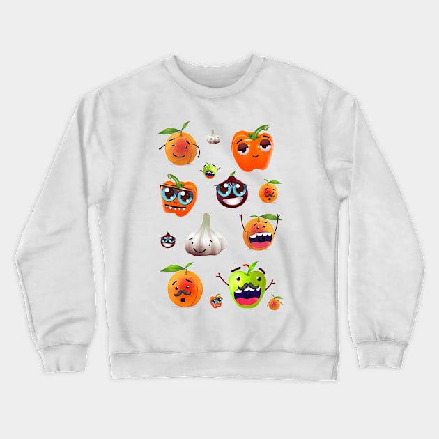 vegetables & fruits | comic characters Crewneck Sweatshirt by BigWildKiwi